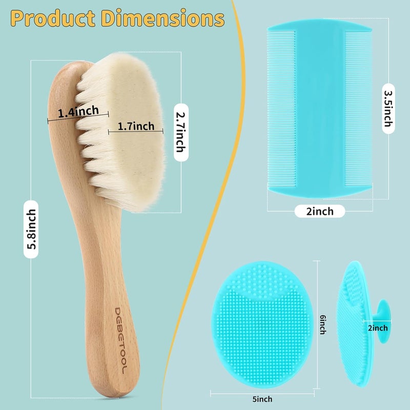 DEBETOOL Cradle Cap Brush and Comb Set with Baby Hair Brush - 3-Piece Wooden Baby Brush Kit for Newborns and Infants - Image 2